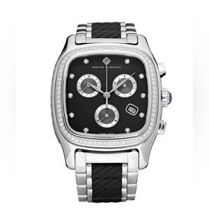 David Yurman Men’s Stainless Steel Rubber Diamond Bezel 35mm Chrono Quartz Watch